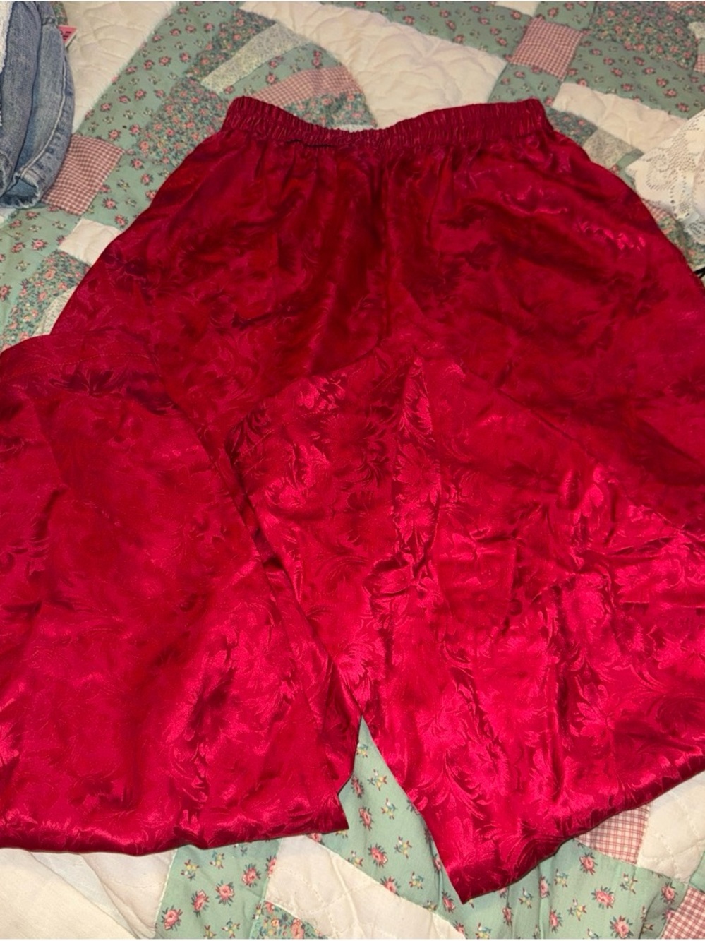 Lord & Taylor Red Silk Elastic Waist Shorts